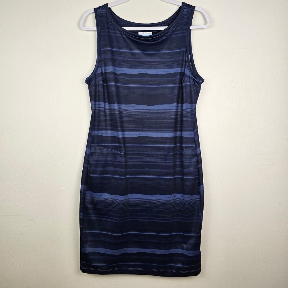 Columbia Dress Women Medium Blue Freezer III Striped Sleeveless Activewear Mini